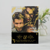 Invitation En Aluminium Gold Foil Photo Overlay Feuille Mariage Enregistre (Debout devant)