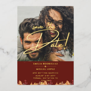 Invitation En Aluminium GOLD FOIL PHOTO Overlay Mariage Enregistrer la dat