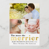 Invitation En Aluminium Gold Foil Plus Les Photos De Grossesse Les Plus Me (Recto)