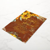 Invitation En Aluminium GOLD FOIL Rustic Sunflower FÊTE DES MARIÉES QR Cod (Rotation)