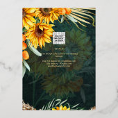 Invitation En Aluminium GOLD FOIL Rustic Sunflower FÊTE DES MARIÉES QR Cod (Verso)