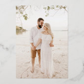 Invitation En Aluminium Gold Foil Rustique Calligraphie Mariage photo (Verso)