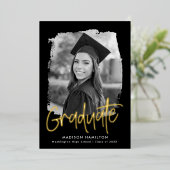 Invitation En Aluminium Gold Foil Script Photo Graduation Party (Debout devant)