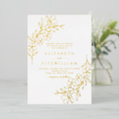 Invitation En Aluminium Gold Foil Simple Cherry Blooming Blossom Mariage (Debout devant)
