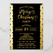 Invitation En Aluminium Gold Foil Sparkings Joyeux Noël Party Black (Recto)