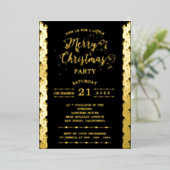 Invitation En Aluminium Gold Foil Sparkings Joyeux Noël Party Black (Debout devant)