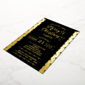Invitation En Aluminium Gold Foil Sparkings Joyeux Noël Party Black (Rotation)