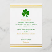 Invitation En Aluminium Gold Foil St. Patrick's Day 1er anniversaire (Recto)