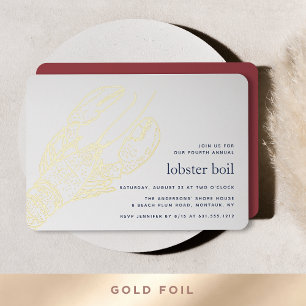 Invitation En Aluminium Gold Foil Summer Lobster Boil Party