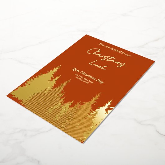 Invitation En Aluminium Gold Foil Terracotta Pine Tree Noël (Rotation)