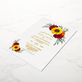 Invitation En Aluminium Gold Foil Texte Élégant Rose de tournesol Mariage (Rotation)