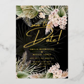 Invitation En Aluminium Gold Foil Tropical Pampas Grass Mariage Date de sa (Recto)