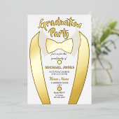 Invitation En Aluminium Gold Foil Tuxedo Suit Graduation Grad Party (Debout devant)