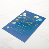 Invitation En Aluminium Gold Foil Verre de mer Turquoise Bleu Mariage Dave (Rotation)