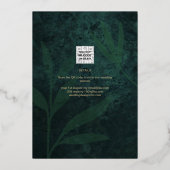 Invitation En Aluminium GOLD FOIL Vert Feuilles FÊTES DES MARIÉES QR Code (Verso)