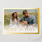 Invitation En Aluminium Gold Frame Enregistrer La Date (Recto)