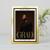Invitation En Aluminium Gold FrameD Grad University (Debout devant)