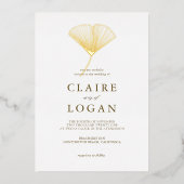 Invitation En Aluminium Gold Ginkgo Leaf mariage élégant (Recto)