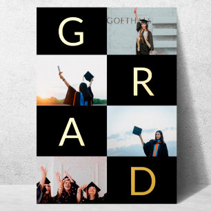 Invitation En Aluminium GOLD GRAD BLOCKS MULTI Diplôme photo
