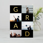 Invitation En Aluminium GOLD GRAD BLOCKS MULTI Diplôme photo (Debout devant)