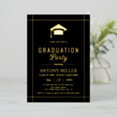 Invitation En Aluminium Gold graduation cap Class Of 2026 black (Debout devant)