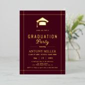 Invitation En Aluminium Gold graduation cap Class Of 2026 burgundy (Debout devant)