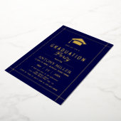 Invitation En Aluminium Gold graduation cap Class Of 2026 navy blue (Rotation)