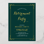 Invitation En Aluminium Gold & Green Elegant Classy Retraite Party (Recto)