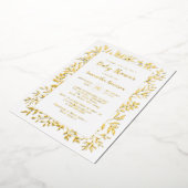 Invitation En Aluminium Gold Green Foliage Genre Baby shower neutre (Rotation)