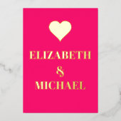 Invitation En Aluminium Gold Heart Rose Élégante Répétition de Mariage (Recto)