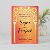 Invitation En Aluminium Gold Indian Engagement Party (Debout devant)