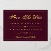 Invitation En Aluminium Gold Maroon Classique Classic Enregistrer La Date (Devant)