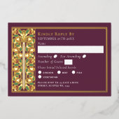 Invitation En Aluminium Gold Mauve Medieval Floral Sword Wedding RSVP (Recto)