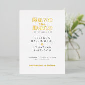 Invitation En Aluminium Gold Minimal Gras Typographie Mariage Enregistrer (Debout devant)
