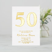 Invitation En Aluminium Gold Modern 50e anniversaire (Debout devant)