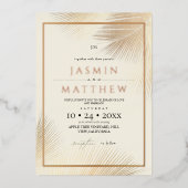 Invitation En Aluminium Gold Modern Beach Coastal Palm Wedding  (Recto)