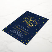 Invitation En Aluminium Gold Navy Blue Confetti Surprise Retraite Party (Rotation)