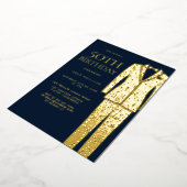 Invitation En Aluminium Gold & Navy Suit & Cravate 50e fête d'anniversaire (Rotation)