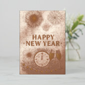 Invitation En Aluminium Gold New Year (Debout devant)