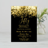 Invitation En Aluminium Gold Parties scintillant Black 50th Birthday Party (Debout devant)
