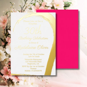 Invitation En Aluminium Gold Pink Elegant 30e anniversaire