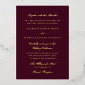 Invitation En Aluminium Gold Plum Maroon Mariage de calligraphie officiel (Recto)