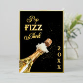 Invitation En Aluminium Gold Pop Fizz Clink New Years Eve Party (Debout devant)