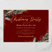 Invitation En Aluminium Gold Red Green Sparkle Foliing Noël Party (Recto)