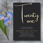 Invitation En Aluminium Gold Script 21e fête d'anniversaire