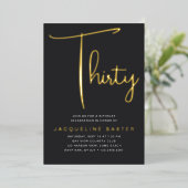 Invitation En Aluminium Gold Script 30e fête d'anniversaire (Debout devant)