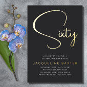 Invitation En Aluminium Gold Script 60e fête d'anniversaire