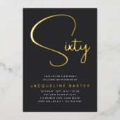 Invitation En Aluminium Gold Script 60e fête d'anniversaire (Recto)