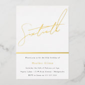 Invitation En Aluminium Gold Script 60e fête d'anniversaire Golden (Recto)