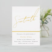 Invitation En Aluminium Gold Script 60e fête d'anniversaire Golden (Debout devant)